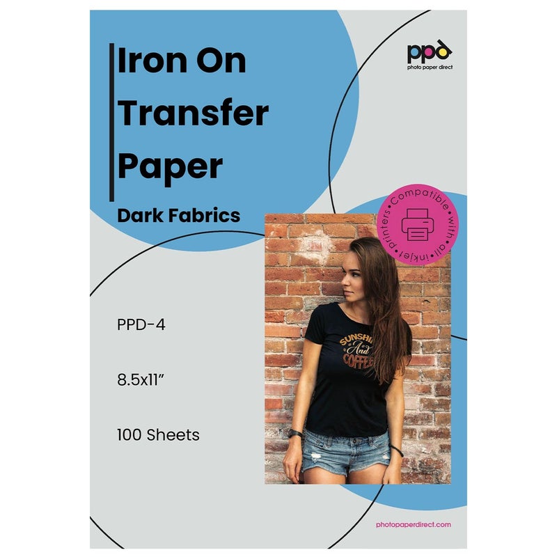 PPD 100 Sheets 8.5x11" - Inkjet Iron-on Heat Transfer Paper for Black & Dark Fabric and T-Shirts - Premium - PPD-4-100 - Image 1
